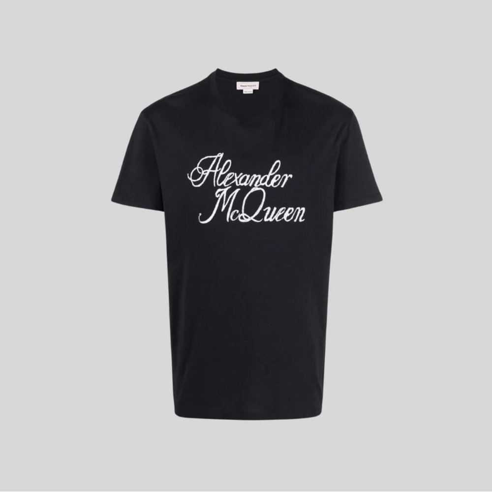 Alexander McQueen Black Tee with White Logo